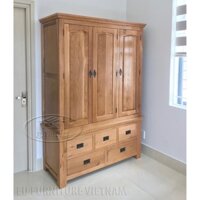 Tủ áo gỗ sồi 3 cánh 5 ngăn kéo Dài 1m8