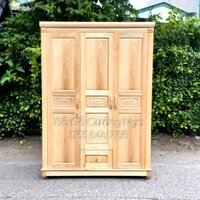Tủ áo gỗ sồi - 3 cánh mẫu đồng tiền - hiện đại