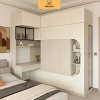 Tủ áo kết hợp bàn học gỗ MDF phủ Melamin cốt xanh chống ẩm gỗ dày 17mm phong cách hiện đại Home Decor Anh Khoa