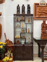 Tủ Bày Đồ Gỗ Gụ hàng Đục Trúc Kỹ Và Đẹp 1m7 x 70