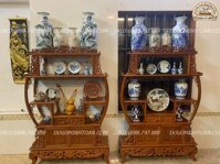Tủ Bày Đồ Gỗ Gụ Mật Đục Trúc Dưa Hàng Cỡ Trung Đẹp Lạ