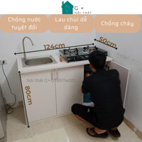 Tủ bếp, bàn bếp, kệ tủ bếp mini nhựa cao cấp chống nước, kích thước 124x50x80cm, Nội thất G+