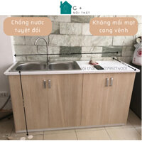 Tủ bếp, bàn bếp, tủ bếp mini, nhựa đài loan, chống nước, kích thước 150x50x80cm, Nội thất G+