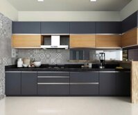 Tủ bếp chữ U inox cánh kính TB48
