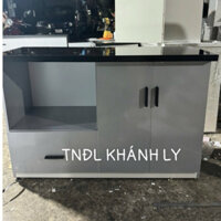 Tủ bếp đa năng,tủ vi sóng nhựa Vó lõi gỗ bản lề 120x80 tủ gia vị màu xám mặt ốp gạch và dán viền gạch(Freeship HCM)