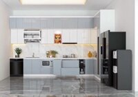 TỦ BẾP DƯỚI: THÙNG NHỰA PIMA TRẮNG,CÁNH NHỰA PHỦ ACRYLIC (MÀU LIVAS LV40) XÁM)