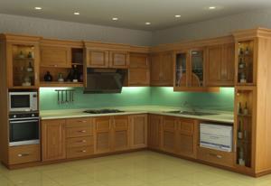 Tủ bếp Gỗ Dổi 03