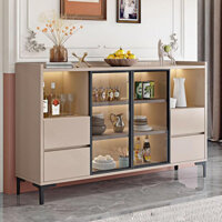 Tủ bếp gỗ mdf có cánh tủ nhôm kính GHT-51621