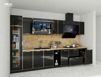 Tủ bếp nhôm kính chữ i màu đen TNML11