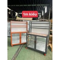 TỦ BẾP NHÔM KÍNH CÓ KỆ 1M