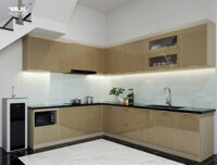 Tủ bếp nhôm kính màu vàng kim TNML08