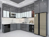 Tủ bếp nhôm kính màu xám TNML05