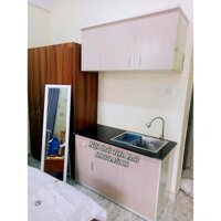 TỦ BÊP NHỰA ĐÀI LOAN 1M24, CHẬU ĐÚC INOX 304 (TỦ TRÊN + TỦ DƯỚI)