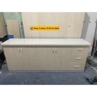 Tủ Bếp Nhựa Đài Loan Cao 81cm Ngang 2m02 Sâu 42cm Không Bồn Mặt Gạch Trắng Màu Gỗ Sồi TB057