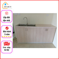 Tủ Bếp Nhựa Đài Loan Cao Cấp - 2 Bồn Rửa - Có Dây Cấp Đầy Đủ - Free Ship HN - TẶNG THẢM LAU CHÂN LÔNG CỪU