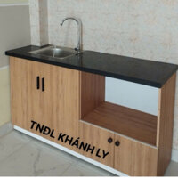 Tủ bếp nhựa di động chống nước 145x80👉Bồn vòi và mặt ốp gạch chắc chắn có dán che viền gạch🚚Freeship HCM🛠️Có lắp đặt