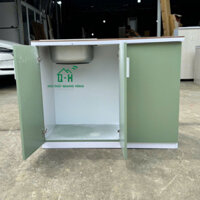 TỦ BẾP NHỰA ECOMI MÀU XANH MINT - CÓ BỒN VÒI - MẶT GẠCH MÀU ĐEN