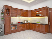 Tủ bếp thông minh gỗ xoan đào hình chữ L NV-5098