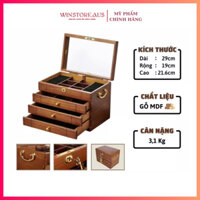 (TỦ CAO CẤP) Tủ, Rương Gỗ Đựng Trang Sức 4 Tầng Không Mở Cánh Chất Liệu Gỗ MDF Đựng Mỹ Phẩm