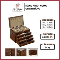 (TỦ CAO CẤP) Tủ, Rương Gỗ Đựng Trang Sức 4-5-6 Tầng Nâu Đậm Không Mở Cánh Chất Liệu Gỗ MDF Đựng Mỹ Phẩm, Đồng Hồ