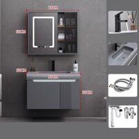 Tủ chậu nhà tắm bo tròn góc kèm tủ gương lưu trữ đồ tiện dụng 3in1 DH35