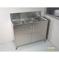 Tủ chậu rửa inox 304, 2 hố 1 bàn, tcr-S105C