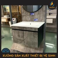Tủ Chậu Lavabo PVC Lõi Đặc 61x47x40cm Bồn Sứ Âm Phủ Mặt Tủ Màu Xám Betong Handay