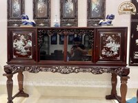 Tủ Chè Gỗ Gụ Mật Khảm Tích Lèo Đục Sóc Nho Siêu Đẹp