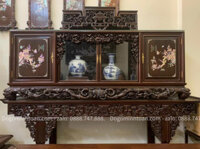 tủ chè khảm mai treo gỗ gụ khảm ốc đỏ lửa singapo hàng lối cổ