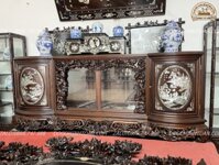 Tủ Chè Khảm Văn vương cầu hiền gỗ gụ mật giá rẻ