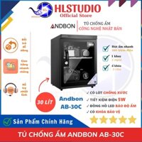 Tủ chống ẩm Andbon AB-30C, hộp hút ẩm 30L, 2 ngăn HLSTUDIO, dùng chống, hút ẩm máy ảnh, tiết kiệm, có đồng hồ đo % độ ẩm