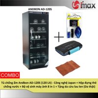 Tủ chống ẩm Andbon AD-120S (120 Lít) - Công nghệ Japan + Hộp đựng thẻ chống nước + Bộ vệ sinh máy ảnh 8 in 1 + Tặng da cừu lau len (Da thật)