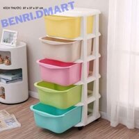 tủ đa sắc 5 tầng đựng đồ đa năng, tủ nhựa có bánh xe di chuyển cao cấp