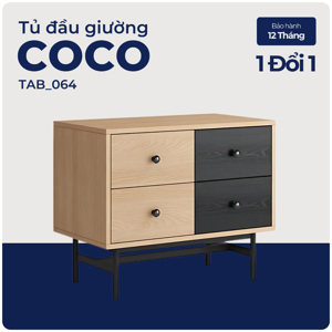 Tủ đầu giường 2 ngăn kéo Coco gỗ tràm