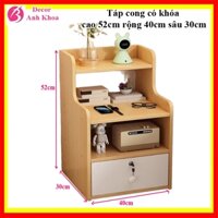 Tủ đầu giường có khóa an toàn DecorAnhKhoa, kệ 1 ngăn, 2 ngăn, gỗ mdf phủ bóng melalin