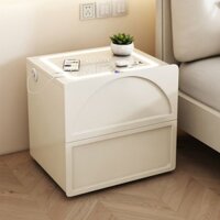 Tủ Đầu Giường Có Khóa Phong Cách Kem Thông Minh Tủ Đa Năng Phòng Ngủ Hiện Đại Đơn Giản Bằng Gỗ Nguyên KhốiinsTrẻ Em Sa00