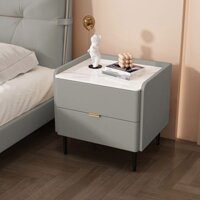 Tủ đầu giường có ngăn kéo, Tab đầu giường gỗ nguyên khối thiết kế sang trọng, tiện ích kích thước 50x40x50cm bọc da