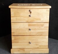 Tủ đầu giường - gỗ cao su  - mẫu trơn - 3 ngăn