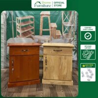 Tủ đầu giường gỗ cao su cao cấp 1 ngăn kéo, chịu lực tốt, chống mối mọt | Shome Furniture