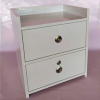 Tủ đầu giường nhựa cao cấp 2 ngăn kéo có khoá màu trắng [ ĐÃ LẮP SẴN ]