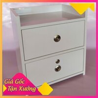 Tủ đầu giường nhựa cao cấp 2 ngăn kéo có khoá màu trắng [ ĐÃ LẮP SẴN ] Hàng loại 1  A1
