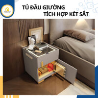 Tủ đầu giường, Tab đầu giường, tủ đầu giường thông minh tích hợp két sắt mini, sạc điện thoại, tủ đầu giường mini