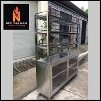 Tủ để bát đĩa 3 tầng, giá để bát đĩa inox, kệ bát đĩa cho nhà hàng, căng tin