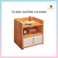 Tủ Để Đầu Giường Có Khoá - Kệ Đầu Gường Có Khoá Gỗ MDF Cao Cấp Trang Trí Dễ Dàng