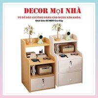 Tủ Để Đầu Giường - Tab Đầu Giường Dáng Cao Có Ngăn Kéo Khóa Gỗ MDF Cao Cấp Kiểu Dáng Sang Trọng