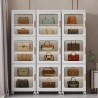 Tủ Để Giày Dép Gấp Gọn Cao Cấp Có Bánh Xe, Tủ Để Túi Xách Vô Cùng Sang Trọng, Chất Liệu Nhựa PP Cao Cấp