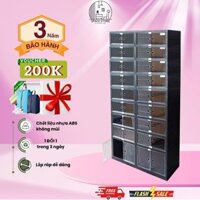 Tủ để giày gấp gọn, Black 9104-8-1G màu đen 9 tầng SPACE STORE chất liệu nhựa PP có bánh xe