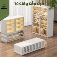 Tủ để giày gấp gọn ZIHA đa năng, kệ để giày có con lăn di chuyển dễ dàng, tủ giày dung tích lớn