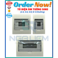 Tủ Điện Âm Tường Mặt Nhựa, Đế Nhựa (2-4; 3-6; 4-8; 8-12 Đường) Sino – [Hàng Chính Hãng]