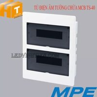 Tủ điện âm tường MPE TS-40, chứa 33-40 cực, mặt nhựa, thân thép, chính hãng MPE